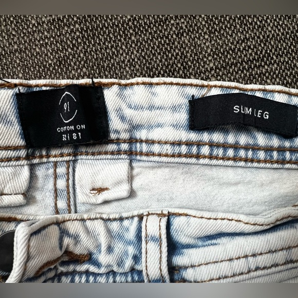 91 COTTON ON Vintage Acid Wash Skinny Jeans Light Wash Retro 90s Y2K/size 32 - Picture 8 of 8
